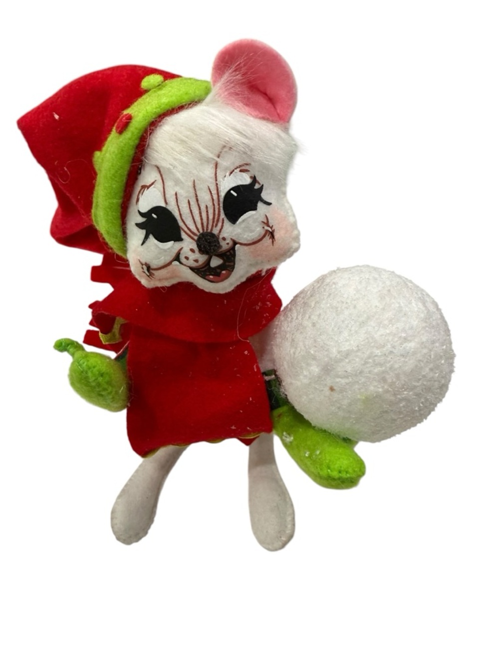 Annalee Jolly Lolli Snowball Mouse 6 inch 2015 Snowball  Red scarf